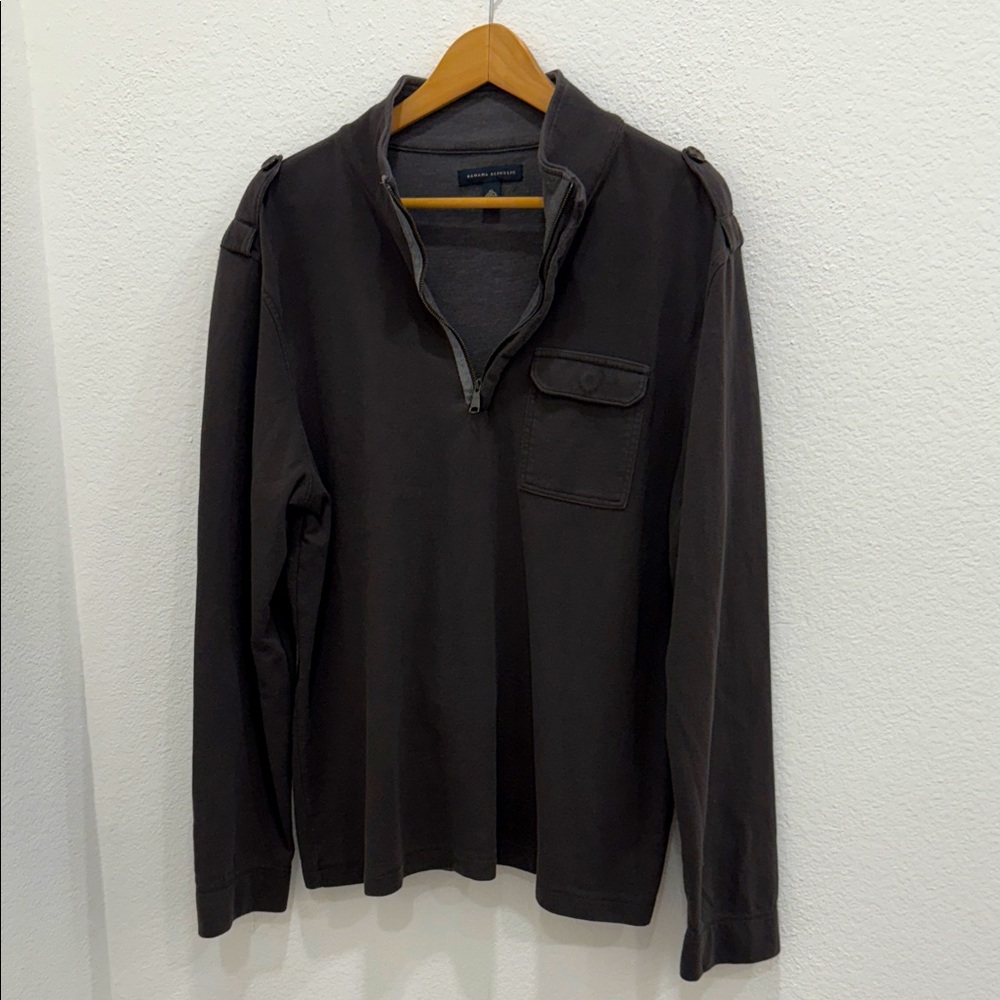 Banana Republic Men's Charcoal Zip-Up Sweater XL